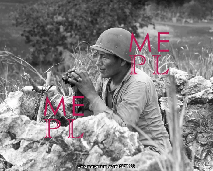 : Native American Marine Code Talker at an observation : Native American Marine Code Talker at an observation