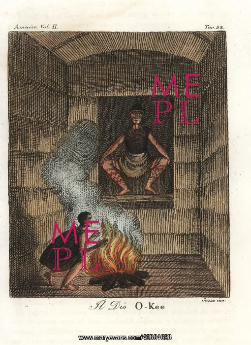 : Native American at a shrine to the Powhatan : Native American at a shrine to the Powhatan