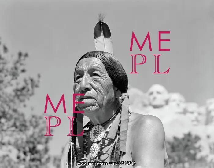 : Native American Sioux Indian Man with Mount Rushmore So : Native American Sioux Indian Man with Mount Rushmore So
