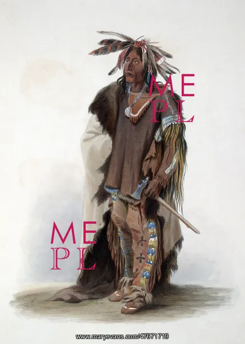 : Native American Sioux Indian Warrior, 1830s : Native American Sioux Indian Warrior, 1830s