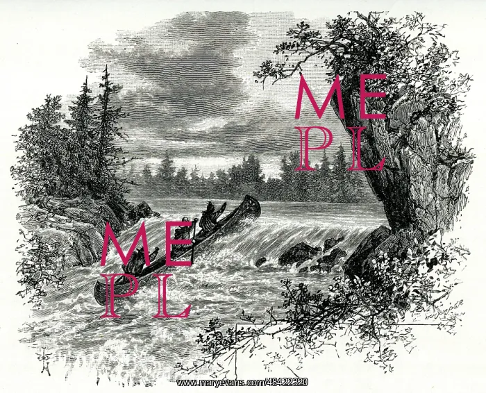  : Native Americans paddling upstream in canoe