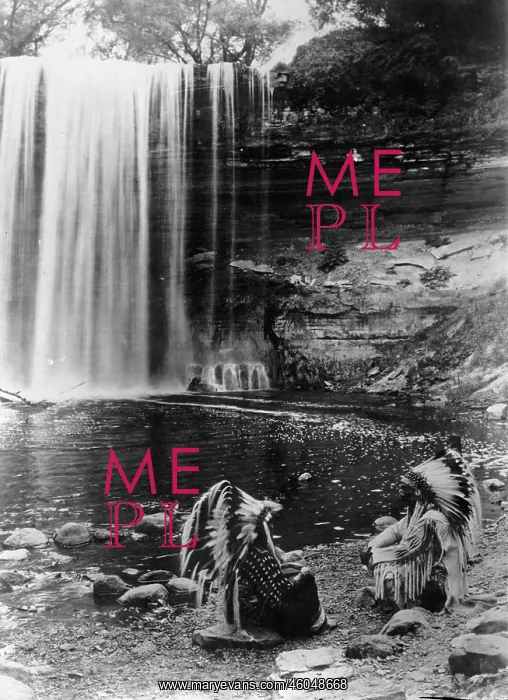 : Native americansin front of a waterfall : Native americansin front of a waterfall