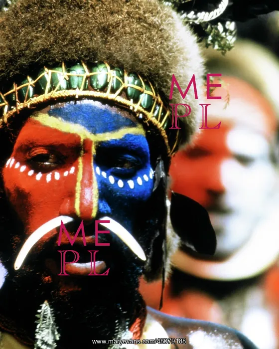 : Native Indigenous Tribal Man with Face Painted : Native Indigenous Tribal Man with Face Painted