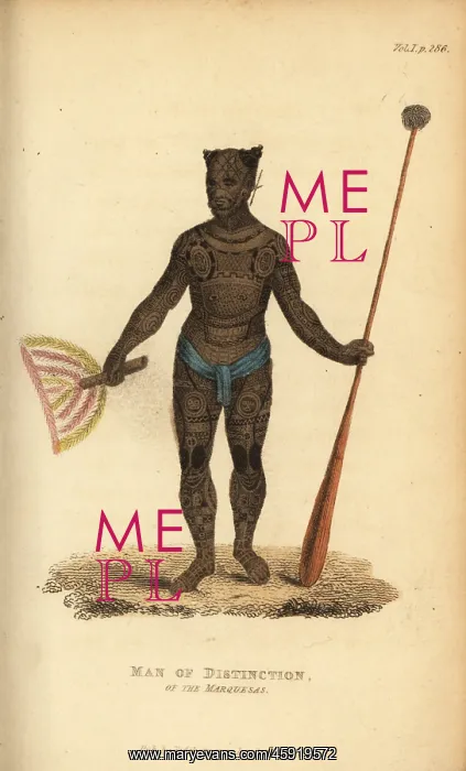 : Native man of distinction from Nuku Hiva, Marquesas Islands : Native man of distinction from Nuku Hiva, Marquesas Islands