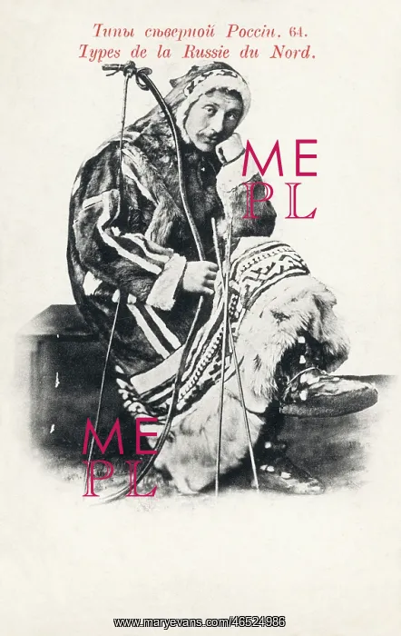: A native of Northern Russia with longbow and arrows : A native of Northern Russia with longbow and arrows