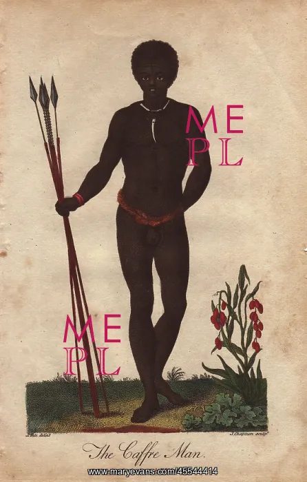 : Native of South Africa holding three spears : Native of South Africa holding three spears