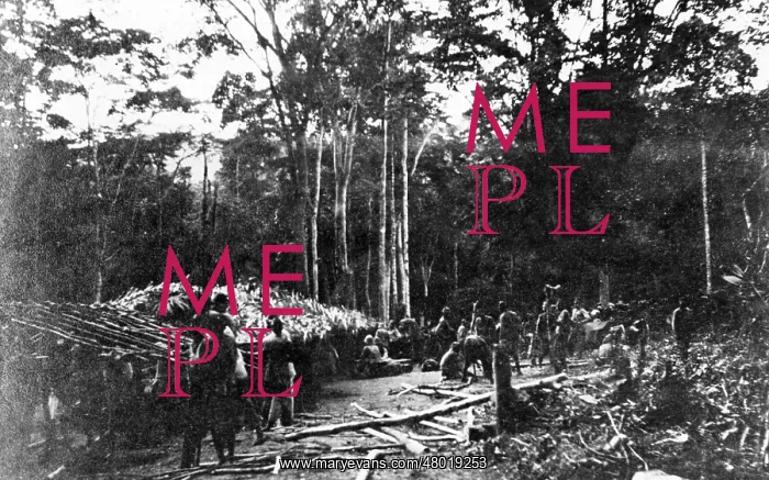 : Native troops building shelters, Cameroon, Africa, WW1 : Native troops building shelters, Cameroon, Africa, WW1