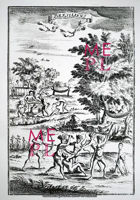 : Natives of Brazil attacking an enemy : Natives of Brazil attacking an enemy