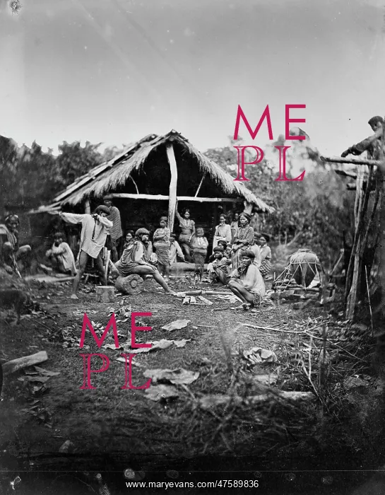 : Natives grouped in front of a hut, Manila, Luzon, Philippine : Natives grouped in front of a hut, Manila, Luzon, Philippine