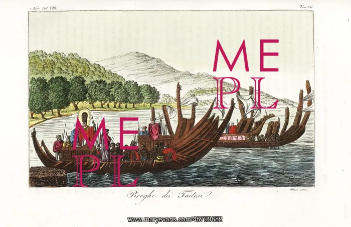 : Natives of Tahiti on war canoes : Natives of Tahiti on war canoes