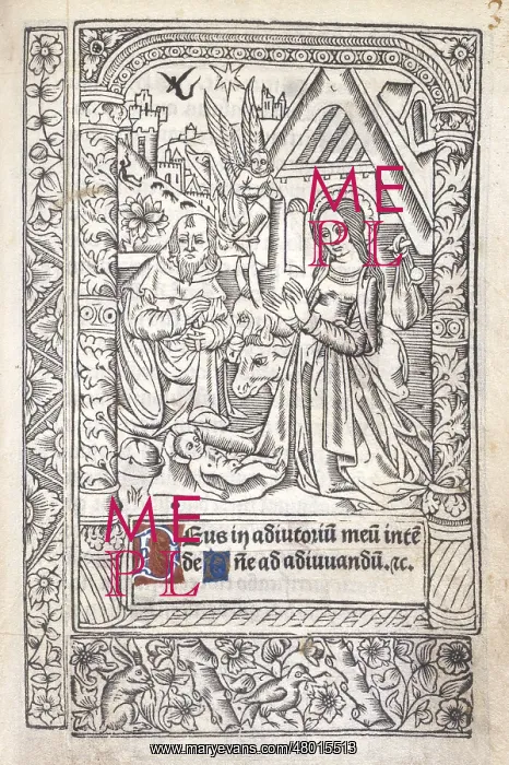 : Nativity. Philippe Pigouchet. Heures a l'usage de Rome, 1488-1490 : Nativity. Philippe Pigouchet. Heures a l'usage de Rome, 1488-1490