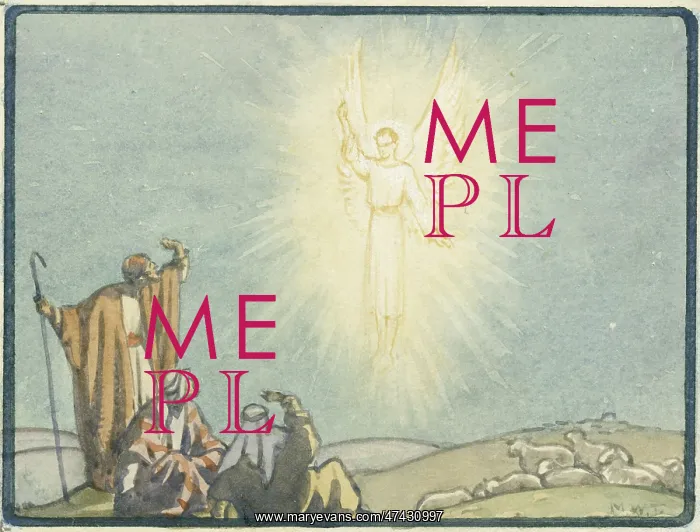 : Nativity scene. An angel appears before three shepherds : Nativity scene. An angel appears before three shepherds