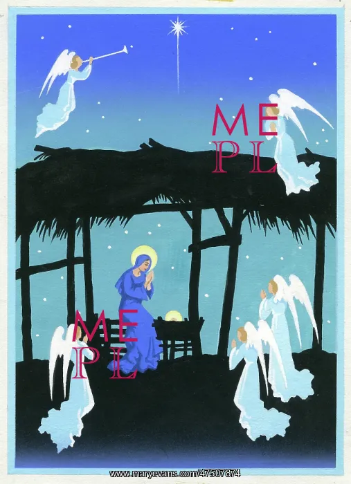 : Nativity scene with five angels : Nativity scene with five angels