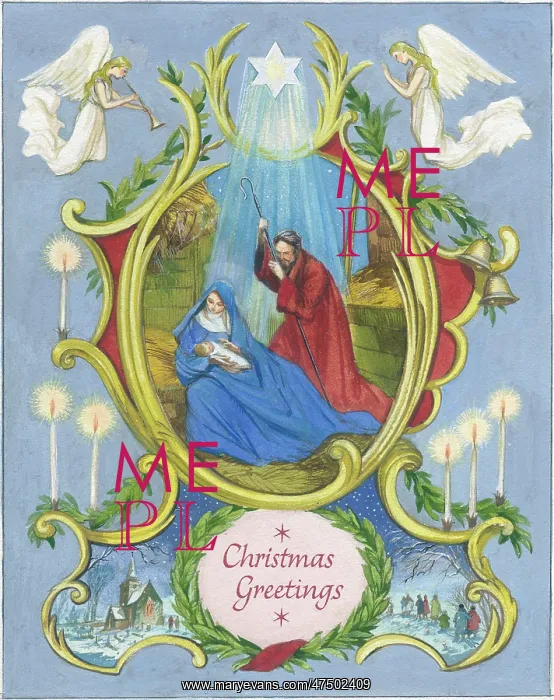 : Nativity Scene with two angels and star : Nativity Scene with two angels and star