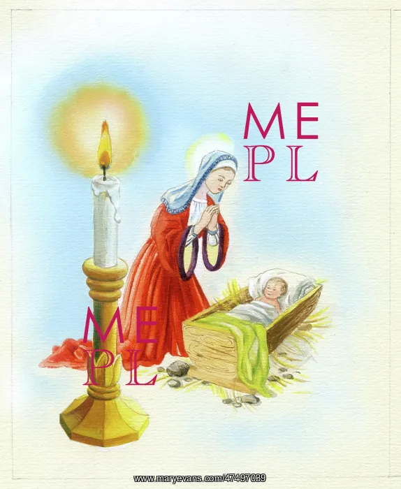 : Nativity scene with candle in candlestick : Nativity scene with candle in candlestick
