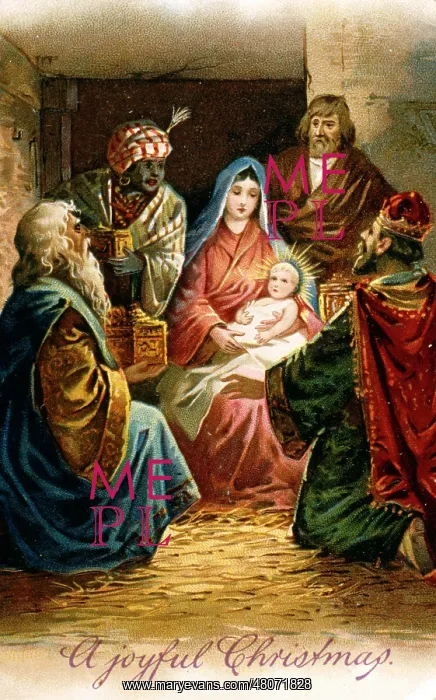  : Nativity scene on a Christmas card