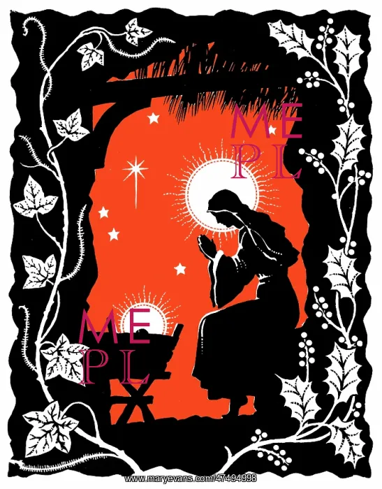 : Nativity scene with ivy and holly : Nativity scene with ivy and holly