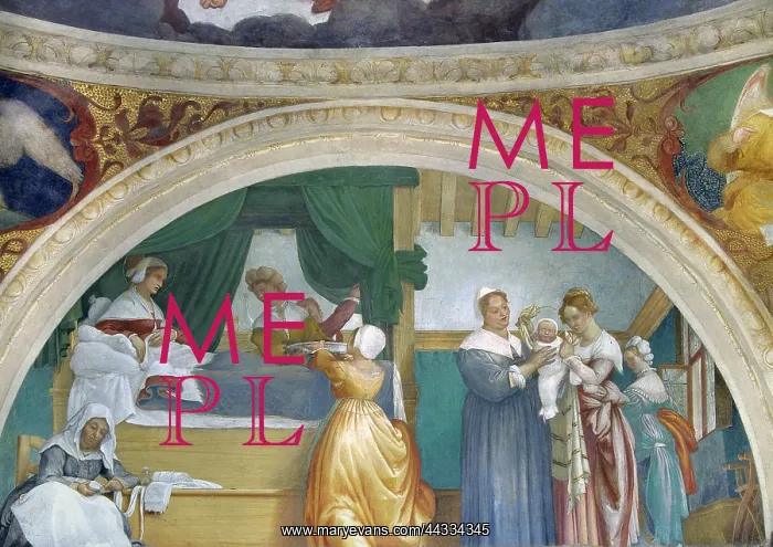 : Nativity of the Virgin, lunette : Nativity of the Virgin, lunette
