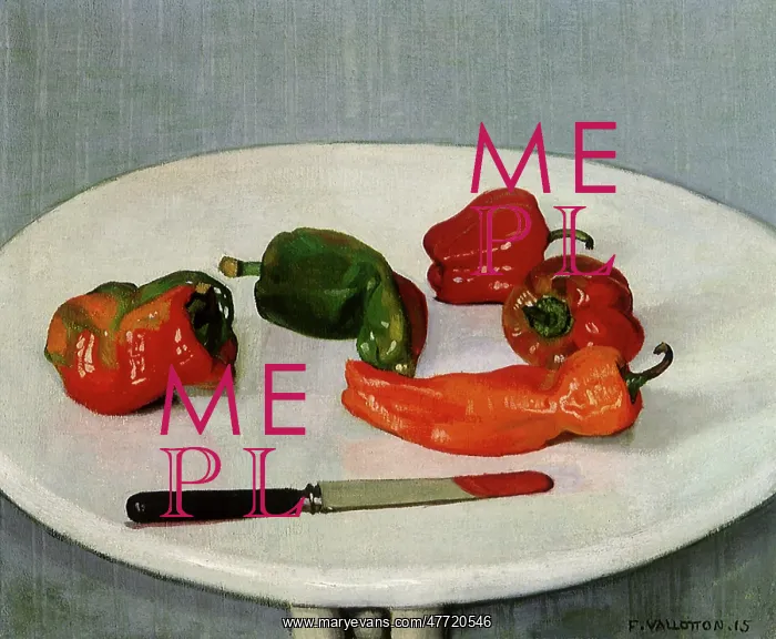 : Nature Morte, Red Pimentos on a White Lacquered Table : Nature Morte, Red Pimentos on a White Lacquered Table