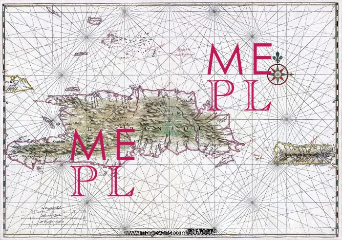 : Nautical Chart of Hispaniola, 1639 : Nautical Chart of Hispaniola, 1639