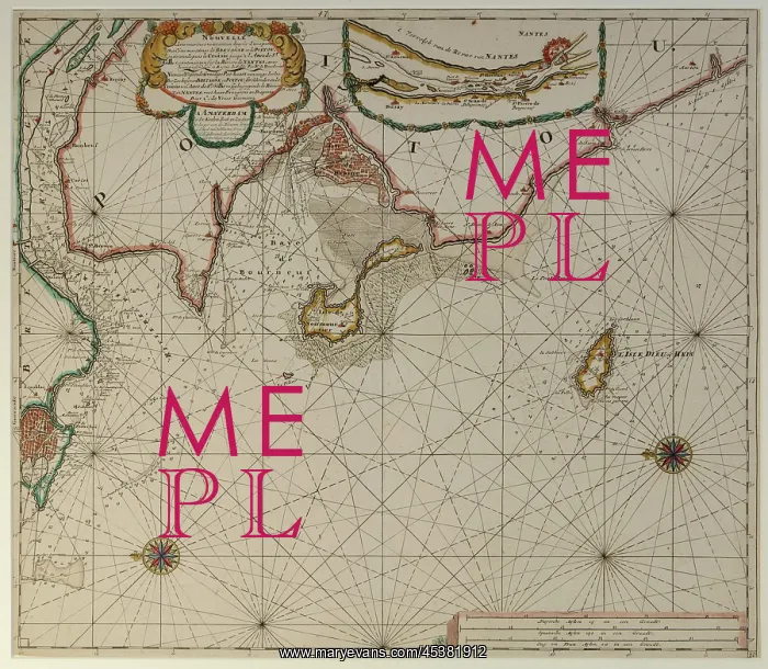 : Nautical chart, Musee d'histoire de Nantes, Nantes, France : Nautical chart, Musee d'histoire de Nantes, Nantes, France