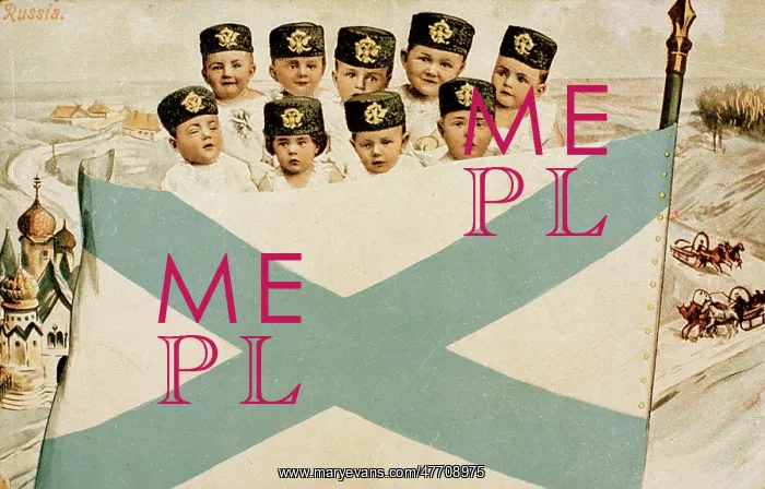  : Naval cadets with flag of the Imperial Russian Navy