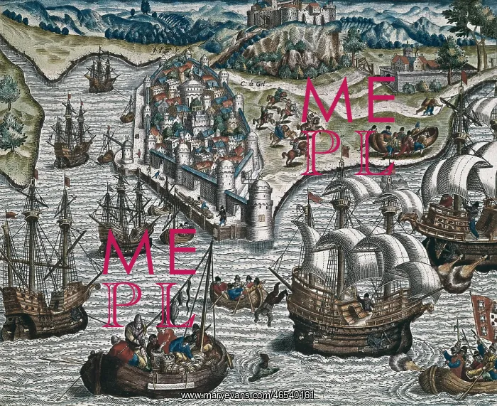 : Naval fight in front of Lisbon. Illustration : Naval fight in front of Lisbon. Illustration