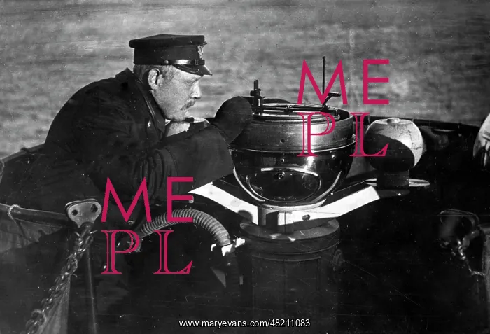 : Naval officer at a ship's compass, 1916 : Naval officer at a ship's compass, 1916
