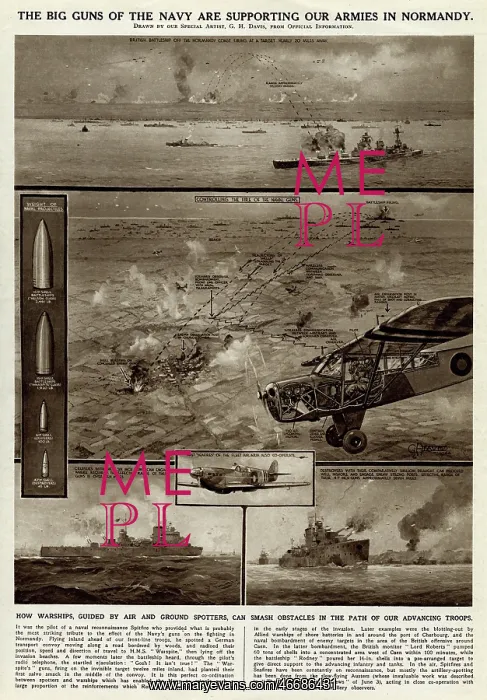 : Naval support for armies in Normandy by G. H. Davis : Naval support for armies in Normandy by G. H. Davis
