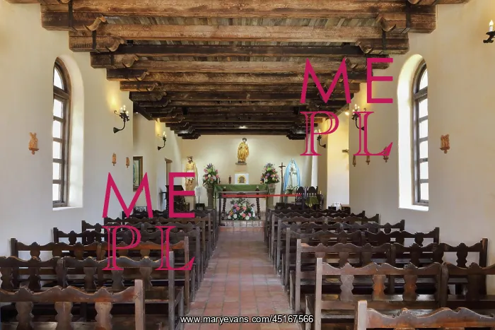 : Nave, Chapel, Mission Espada, San Antonio, Texas, USA : Nave, Chapel, Mission Espada, San Antonio, Texas, USA