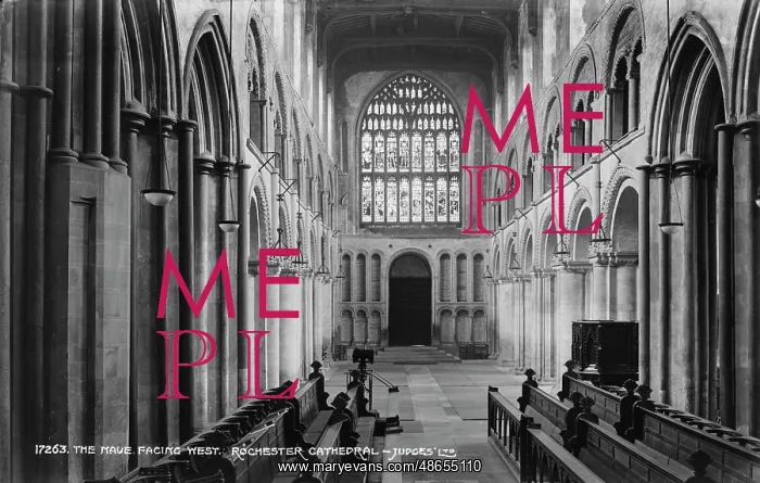: The Nave Facing West, Rochester Cathedral : The Nave Facing West, Rochester Cathedral