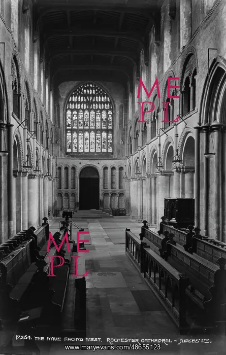 : The Nave Facing West, Rochester Cathedral : The Nave Facing West, Rochester Cathedral