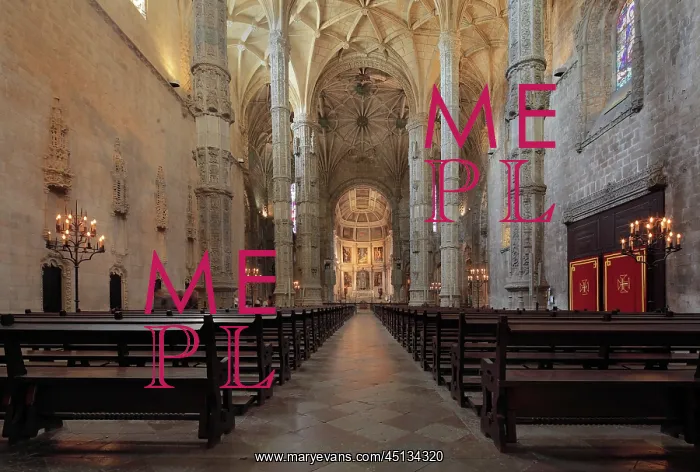 : Nave, Jeronimos Monastery, Lisbon, Portugal : Nave, Jeronimos Monastery, Lisbon, Portugal
