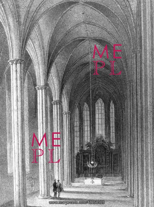: Nave of the Marienkirche in Berlin-Mitte, around 1840 : Nave of the Marienkirche in Berlin-Mitte, around 1840