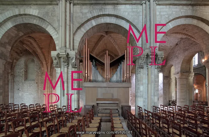 : Nave and small organ, Basilique Saint Remi, Reims, France : Nave and small organ, Basilique Saint Remi, Reims, France