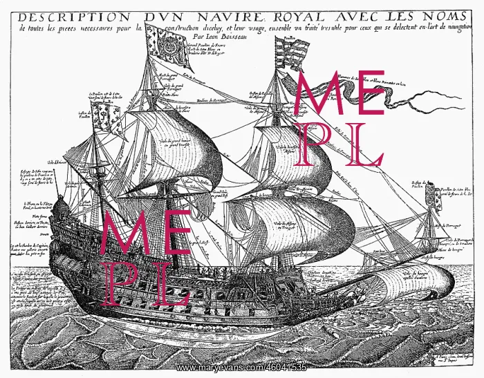 : navigation, sailing ships, copper engraving by : navigation, sailing ships, copper engraving by