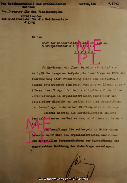 : Nazi Document. Order of Hermann G??ring on measures needed : Nazi Document. Order of Hermann G??ring on measures needed