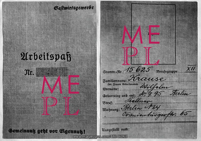 : Nazi work identification card : Nazi work identification card
