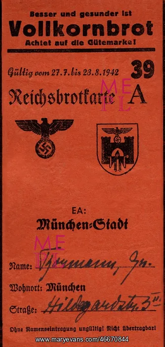 : Nazism / National Socialism, documents, ration : Nazism / National Socialism, documents, ration