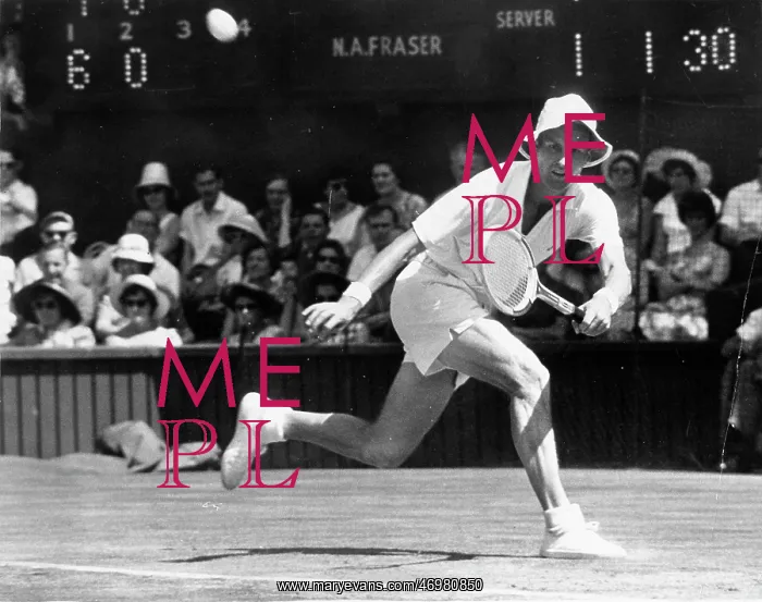 : Neale Fraser during a tennis match : Neale Fraser during a tennis match