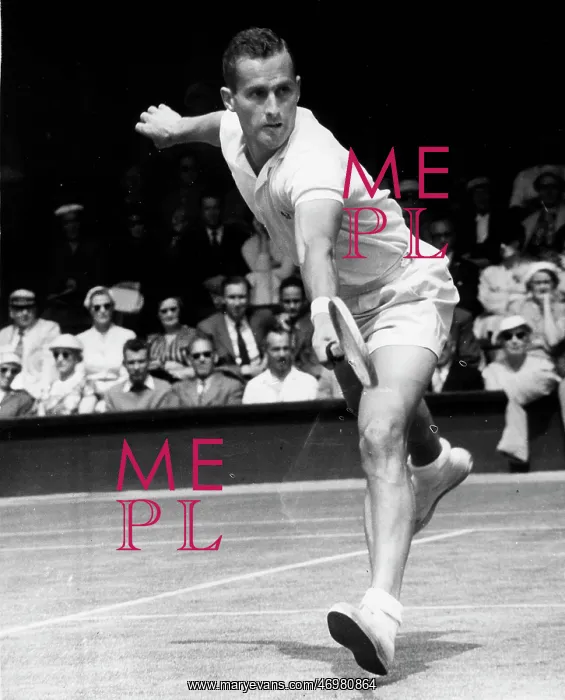 : Neale Fraser during a tennis match : Neale Fraser during a tennis match