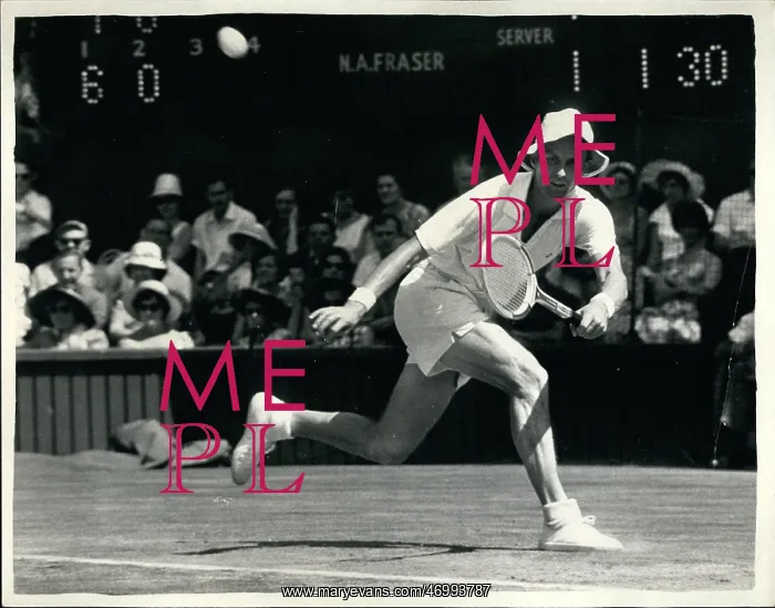 : Neale Fraser in tennis match at Wimbledon : Neale Fraser in tennis match at Wimbledon