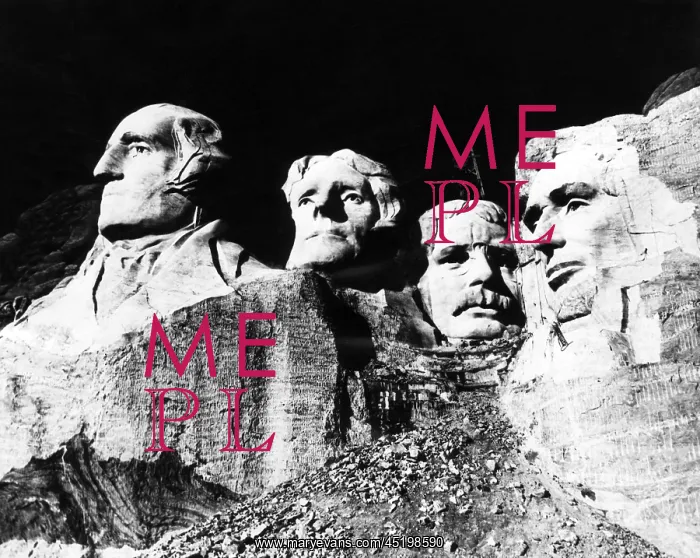 : A nearly completed Mount Rushmore, with ? : A nearly completed Mount Rushmore, with ?