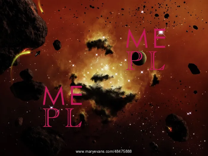 : A nebula evaporates in the far distance of an asteroid field : A nebula evaporates in the far distance of an asteroid field