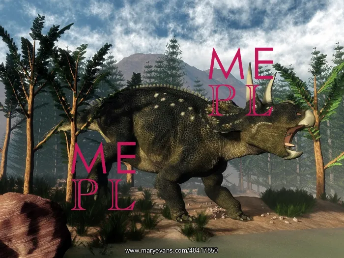 : Nedoceratops roaring while among onychiopsis trees : Nedoceratops roaring while among onychiopsis trees