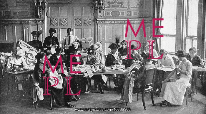 : Needlework for the war effort, Claridge's Hotel, WW1 : Needlework for the war effort, Claridge's Hotel, WW1