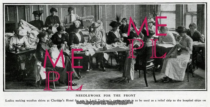 : Needlework for the war effort, Claridge's Hotel, WW1 : Needlework for the war effort, Claridge's Hotel, WW1