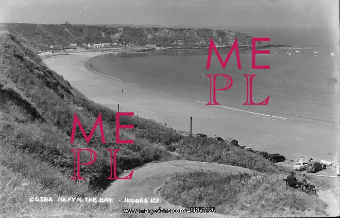 : Nefyn Bay. This black and white photograph captures the serene beauty of Nefyn Bay : Nefyn Bay. This black and white photograph captures the serene beauty of Nefyn Bay