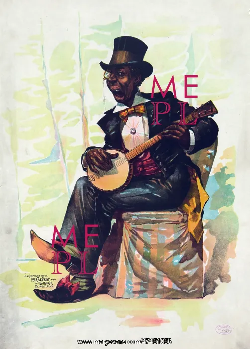 : Negro caricature - banjo player : Negro caricature - banjo player