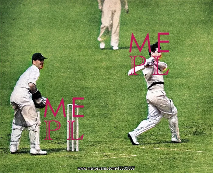 : Neil Harvey batting in the Fourth Test Match, Headingley, 19 : Neil Harvey batting in the Fourth Test Match, Headingley, 19